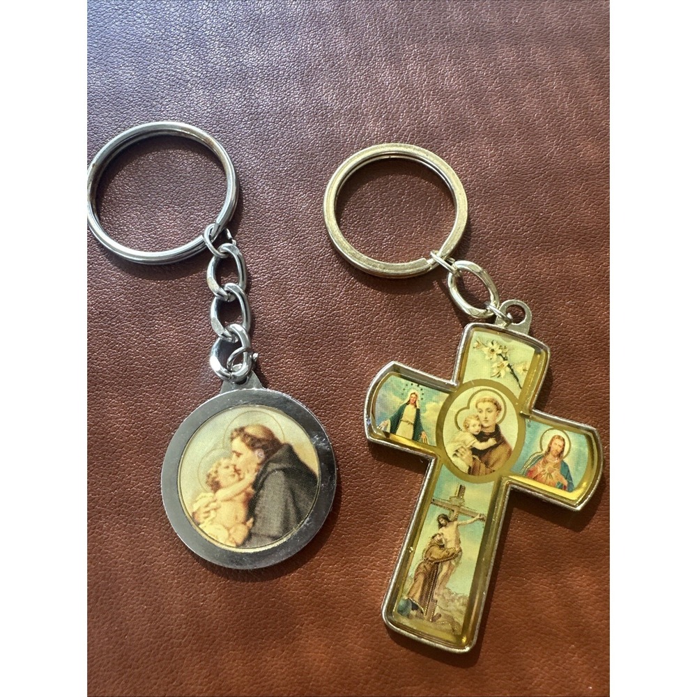 Saint Anthony Blessed Relic Keychain Religious‎ & Bonus St Anthony Keychain